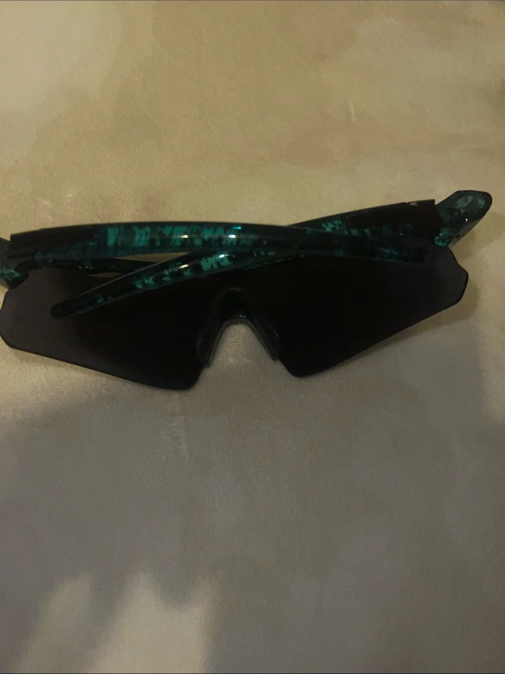 Sport Shield Sunglasses in Black with Green Marble Temples